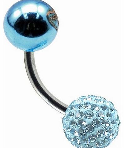 Wassy - Tresor Paris Naval Belly Bar - Light Blue-- 8mm - Crystal & - Surgical Steel