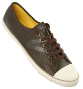 Tretorn Brown Leather Plimsoles