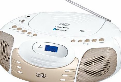 Trevi CMP 570 BT Boombox with CD Player, AM/FM Stereo Radio, MP3 Playback with USB and Bluetooth Connectivity (White)