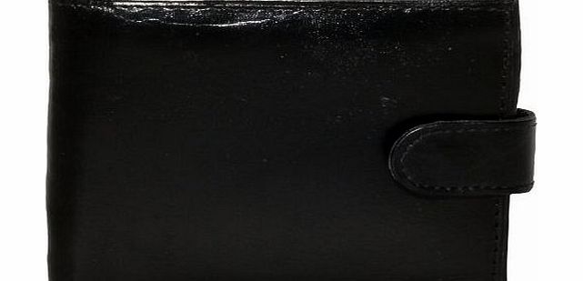 Trevisco Black Leather Wallet With Zip Coin Pocket 