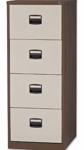 Filing Cabinet Steel Lockable 4-Drawer W470xD622xH1321mm Brown and Cream