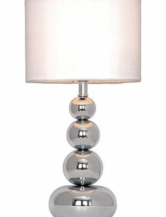 Trident Chrome Stacked Balls Touch Table Lamp With White Faux Silk Shade (1 X Max 40w Ses Golf Ball Bulb)