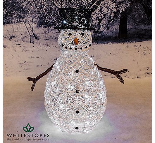 Triflora Tri Flora - 70cm Outdoor PVC Rattan Snowman Figure - Battery Operated
