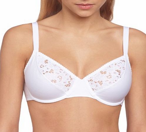 Triumph Cotton Lace Comfort Underwired Bra Full Cup Womens Bra White 40DD