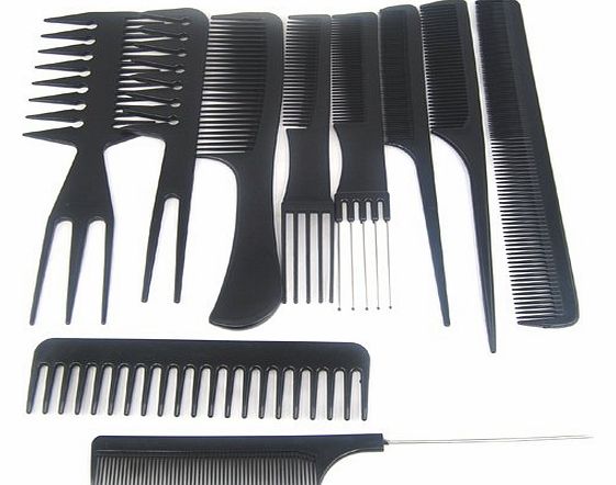 TRIXES 10Pc Salon Hair Styling Hairdressing Hairdresser Barber Plastic Combs Set