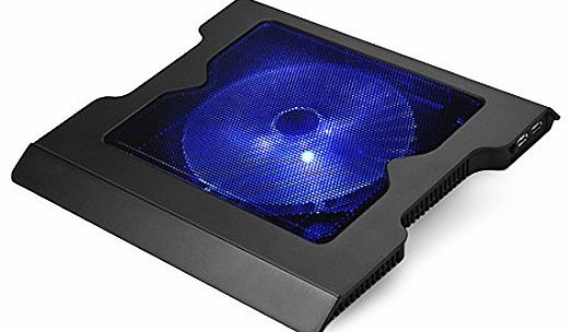 Large USB Laptop Notebook Cooling Blue LED 1 Fan Pad + USB Hub