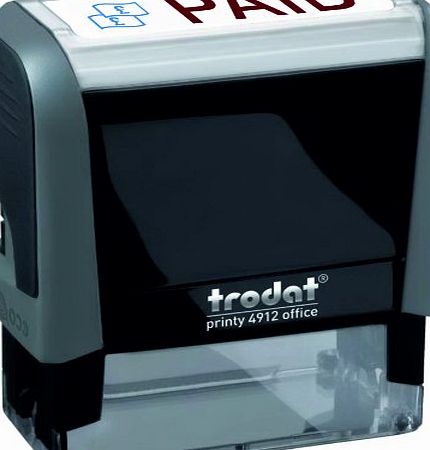 Trodat Office Printy Stamp Self-inking Paid 18x46mm Red Symbol and Blue Wording - Ref 81411