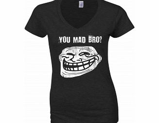 Troll Face You Mad Bro? Black Womens T-Shirt