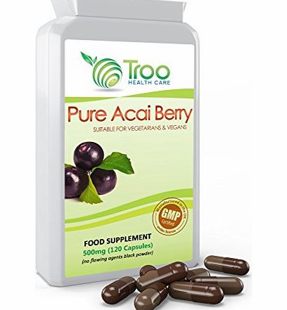 Troo Health Care Pure Acai Berry 500mg 120 Capsules - Freeze Dried Organic Super Food Potent Health Dietary and Weight Loss Supplement