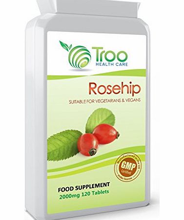 Troo Health Care Rosehip Tablets 2000mg 120 Tablets - High Strength Rosacanina Extract Vegetarian / Vegan Friendly Supplement for Joint Health Support