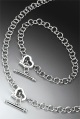 silver diamond-set T-bar chain and bracelet