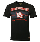 True Religion Black T-Shirt with Printed Design