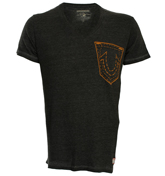 True Religion Black V-Neck Pocket Horseshoe