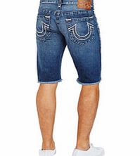 True Religion Geno blue slim straight denim shorts