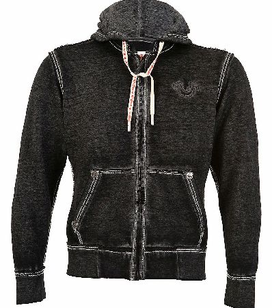 True Religion Raw Edge Big T Hoodie Vintage Black