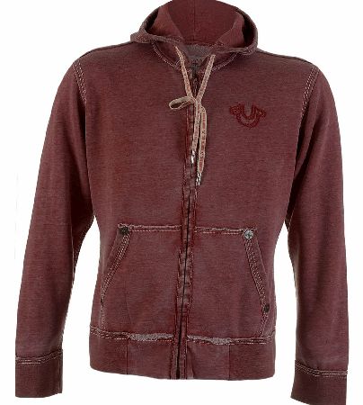 True Religion Raw Edge Big T Hoodie Vintage Red