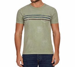 True Religion Sage green cotton striped T-shirt