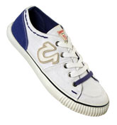True Religion White and Purple Low Canvas Sneakers