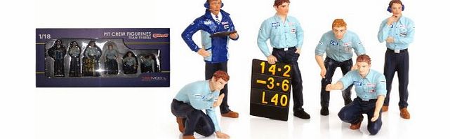 TRUESCALE MINIATURES  Team Tyrrell F1 1976 Pit Crew Figurine Set (6 Figurines) - 1/18 Scale