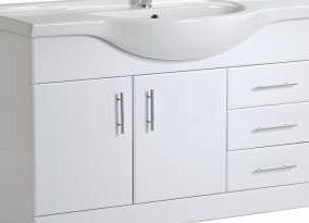 Trueshopping 1050mm Bathroom White Gloss Vanity Unit Ceramic
