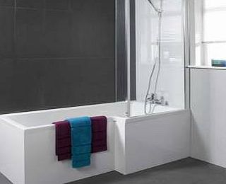 Trueshopping 1700mm Square Bathroom Shower Bath and Glass