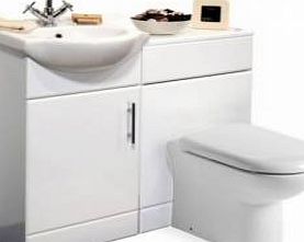 Trueshopping 450 Bathroom Gloss White Furniture Vanity Unit