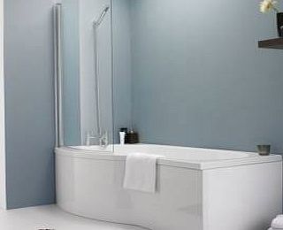 Trueshopping B Shaped Shower Bath 1700mm 6mm Curved Glass