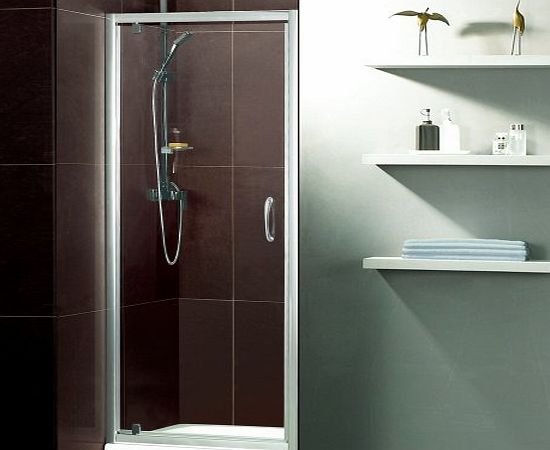 Trueshopping Feint Pivot Bathroom Reversible Shower Door With 5mm Toughened Safety Glass 1850mm High and Satin Silver Frame For Enclosure Recess Walk In Cubicle - Lifetime Guarantee - All Sizes Availa