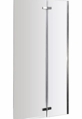 Trueshopping Feint Straight Bathroom Glass Shower Reversible Bath Screen with Stylish Satin Chrome Hinges