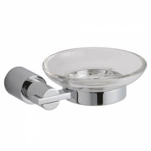 Glass Soap Dish with Chrome Holder
