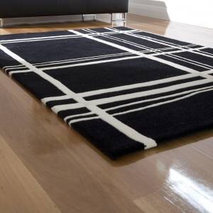 Trueshopping London 3122 Modern Black Wool Rug