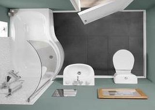 Trueshopping Modern Shower Bath Bathroom Suite Toilet Basin