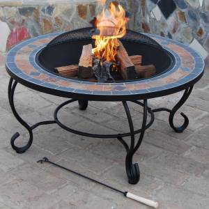 Trueshopping Natural Slate Coffee Table / Fire Pit BBQ Grid