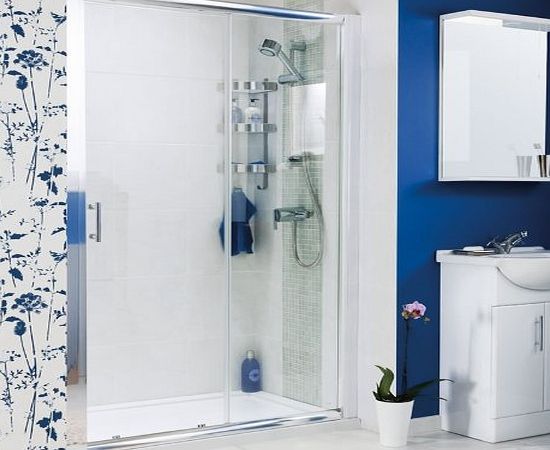 Trueshopping New Modern Recess Sliding Bathroom Corner Shower Cubicle Enclosure 1000mm Tray with 6mm Toughened Safety Glass 1000 x 760