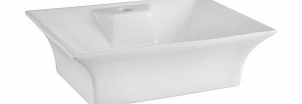 Trueshopping Stylish Modern White Ceramic Rectangular Bathroom One Tap Hole Counter Top Basin Sink