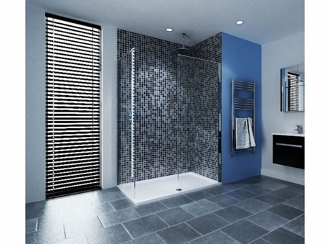 Trueshopping Walk-in Bathroom Shower Enclosure 1600 x 800 Tray with 2 x 800 8mm Toughened Safety Glass Screens