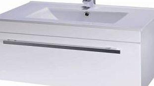 Trueshopping White Gloss Bathroom Vanity Unit Basin Sink Wall