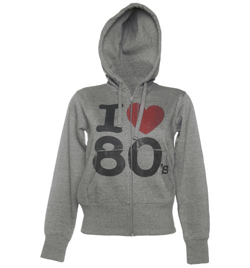 TruffleShuffle Heather Grey Ladies I Heart The 80s Zip Up