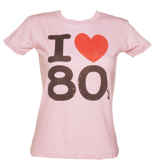Ladies Baby Pink I Heart The 80s T-Shirt