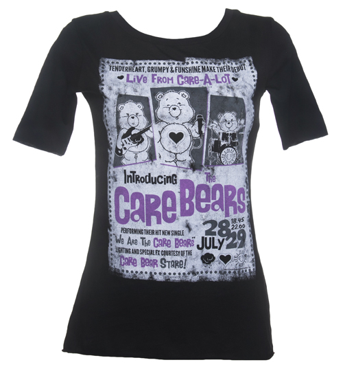 Ladies Black Care Bears In Concert Slouch Scoop