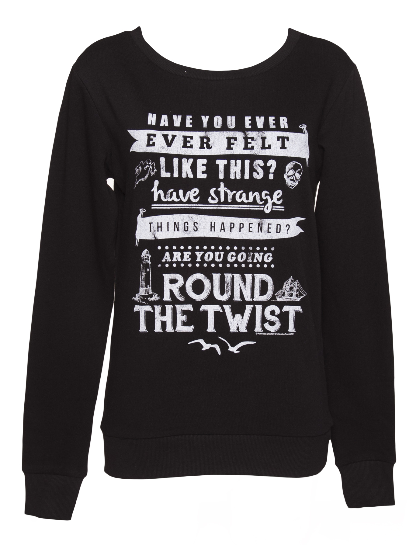 TruffleShuffle Ladies Black Round The Twist Theme Tune Sweater