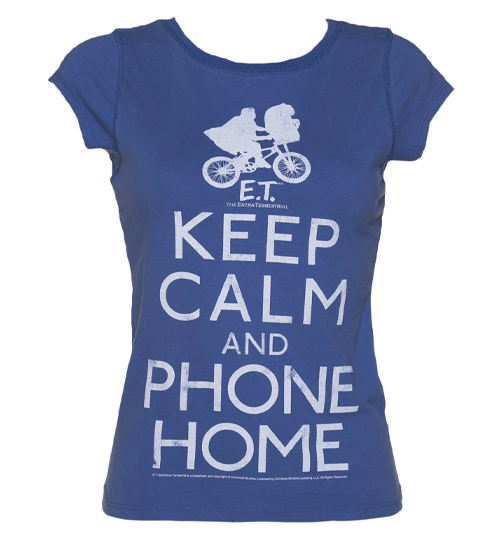Ladies Blue Keep Calm And Phone Home E.T. Acid
