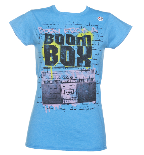 Ladies Bright Blue Born From A Boombox T-Shirt