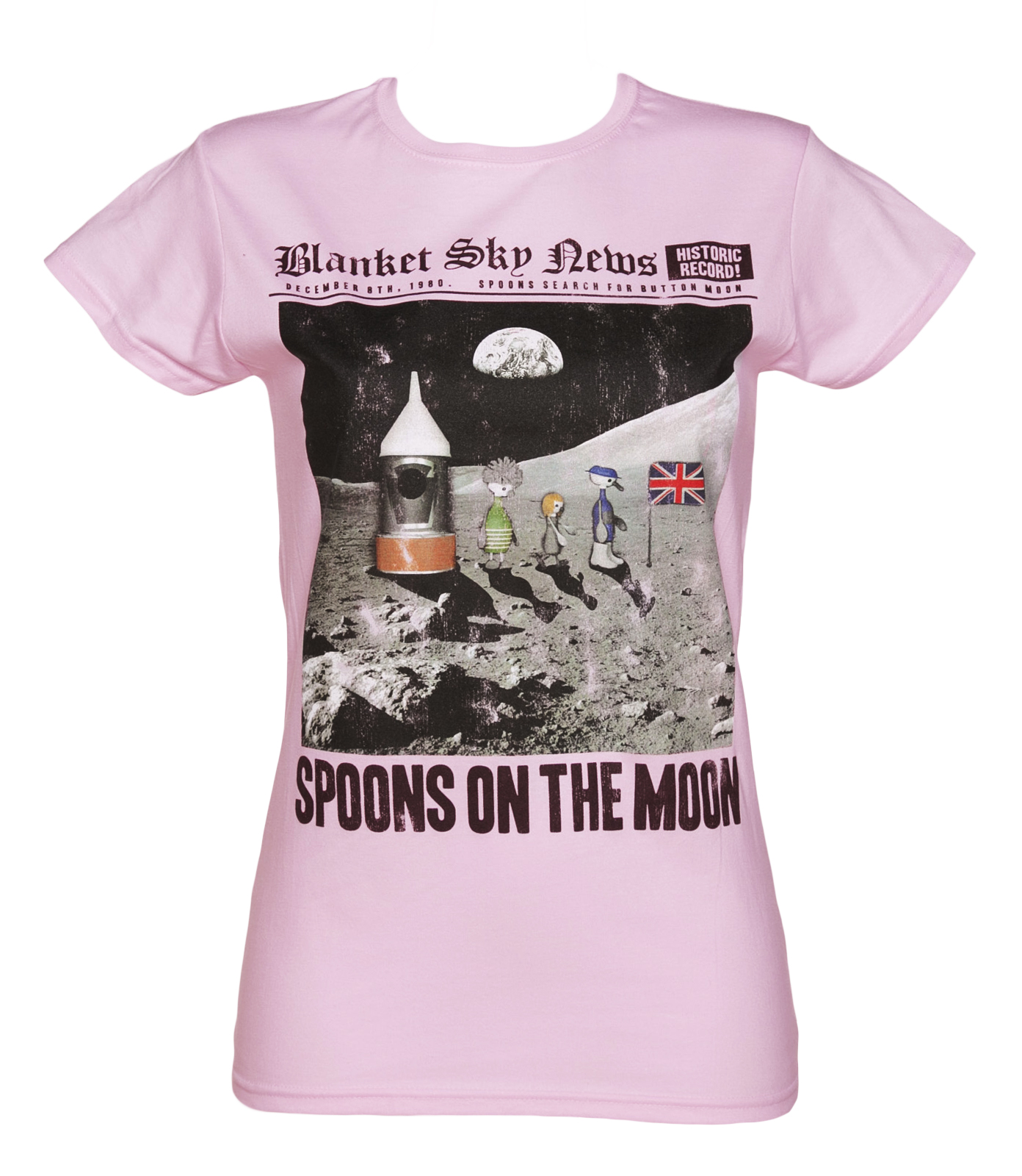 Ladies Button Moon Spoon On The Moon T-Shirt