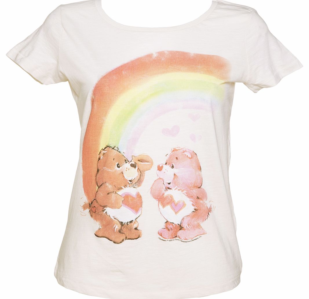 Ladies Care Bears Rainbow Scoop Neck Slub T-Shirt
