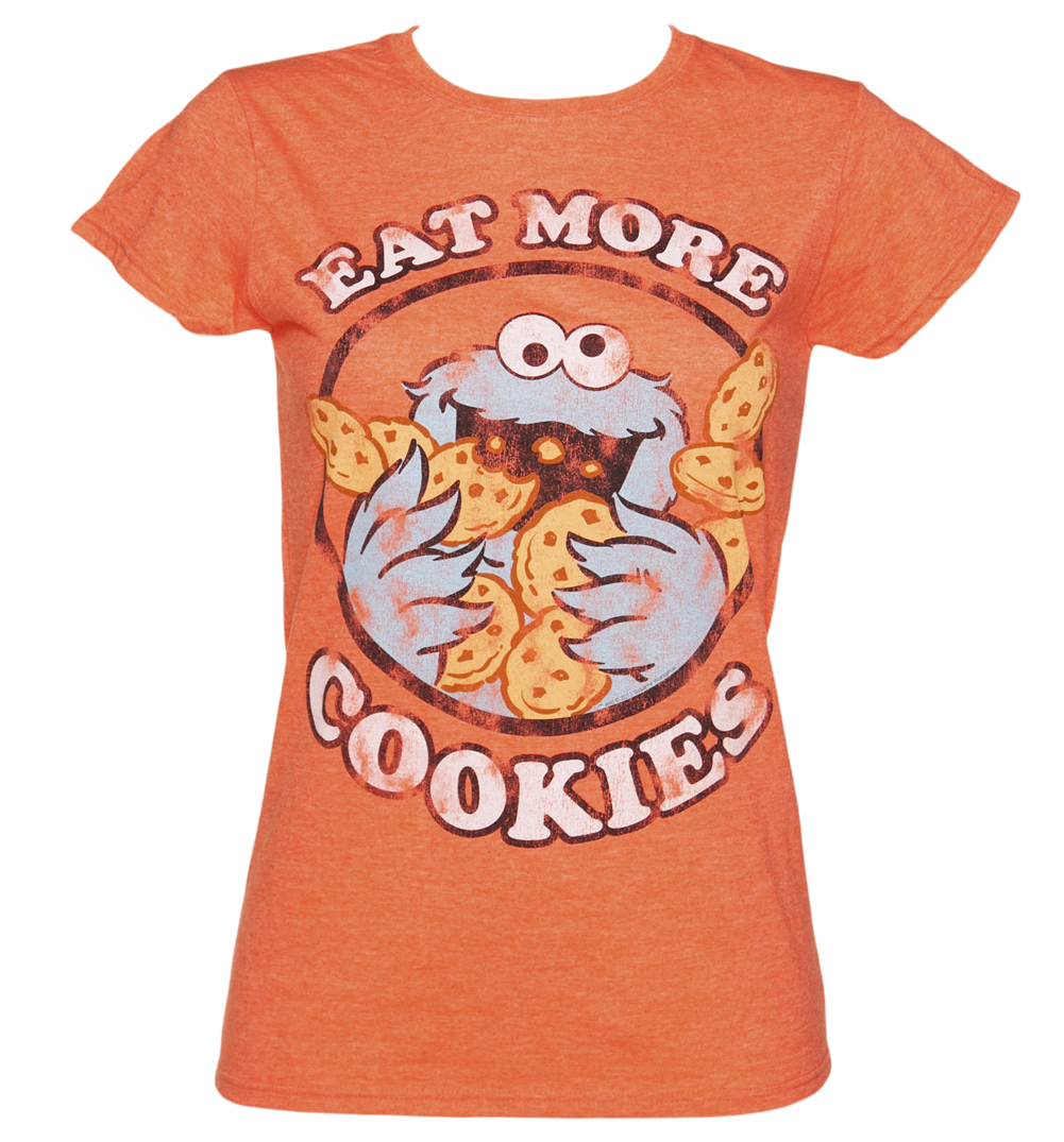 Ladies Cookie Monster Eat More Cookies T-Shirt