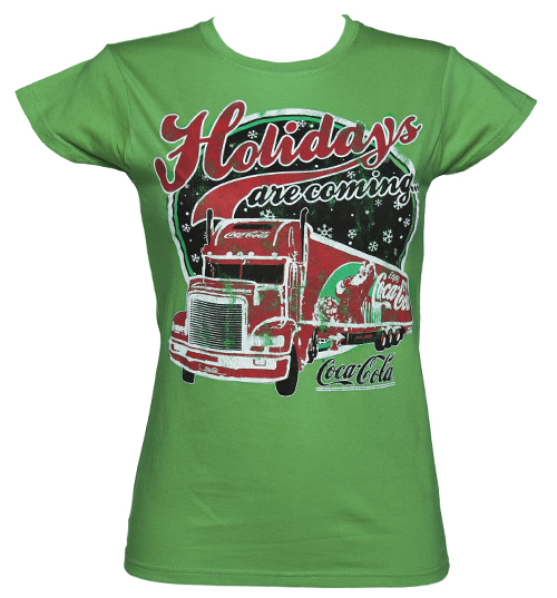 TruffleShuffle Ladies Green Coca Cola Holidays Are Coming Truck