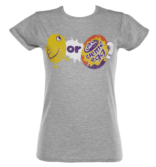 Ladies Grey Cadburys Chicken Or Creme Egg T-Shirt