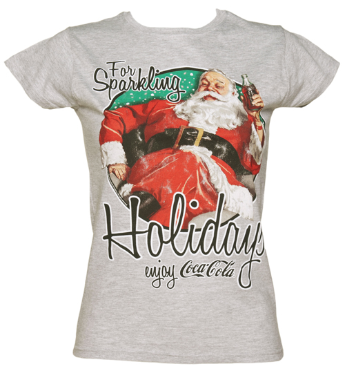 TruffleShuffle Ladies Grey Coca-Cola Santa Sparkling Holidays