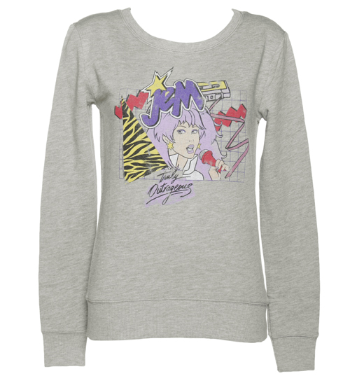 TruffleShuffle Ladies Grey Retro Jem And The Holograms Sweater